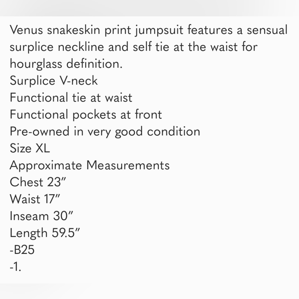 Venus V-Neck Tie-Front Python Snakeskin Print Jum… - image 4